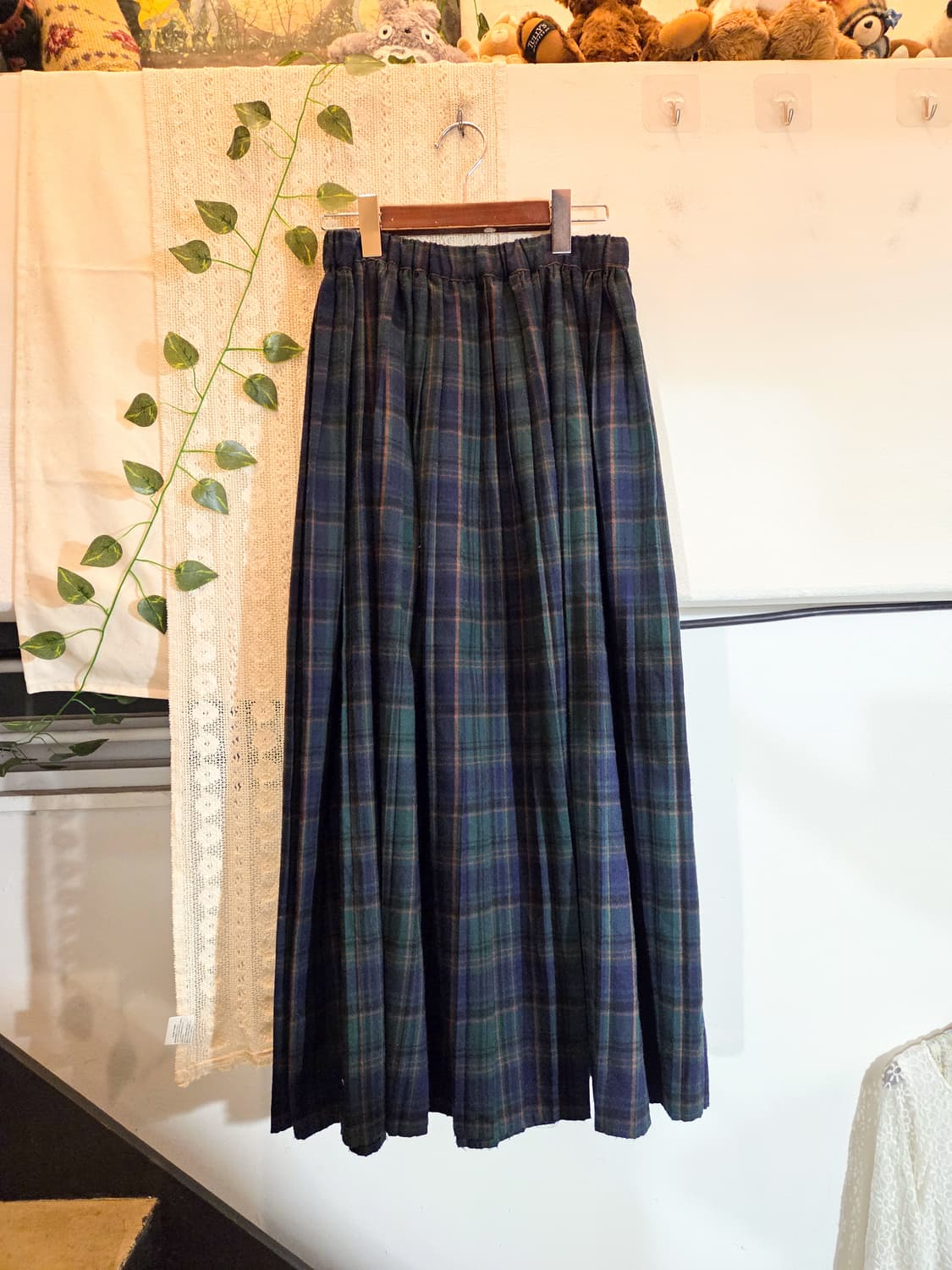 체크 플리츠 롱스커트 상품이미지1