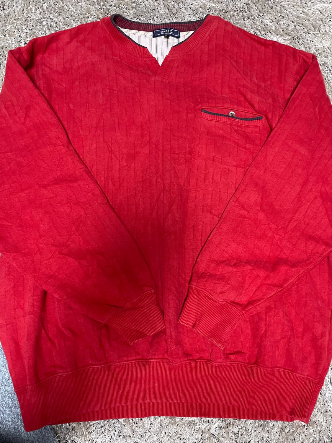 일본판 Club HL 레드 골지 긴팔 맨투맨 사이즈 110 상품이미지1