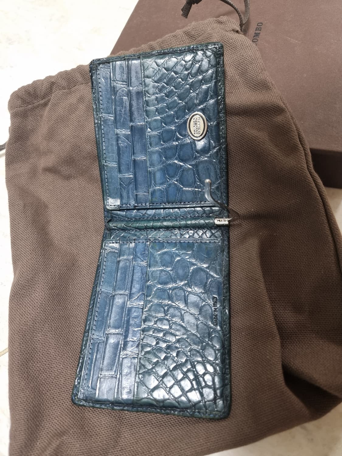 콜롬보 통와니 머니클립 지갑 반지갑 악어가죽 사파이어 에메랄드 상품이미지8