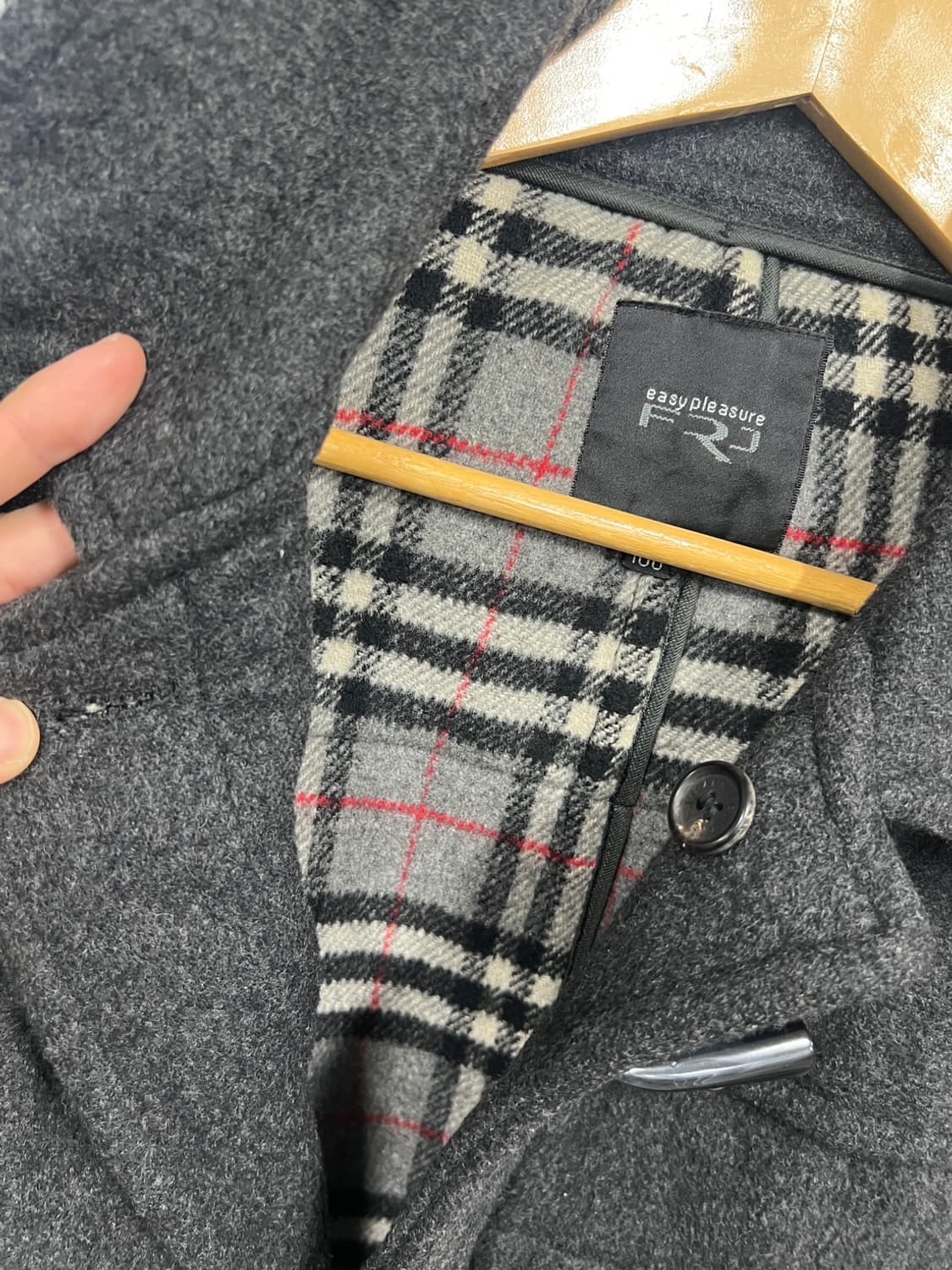 FR Jeans 차콜 안감 체크 떡볶이 코트 상품이미지4