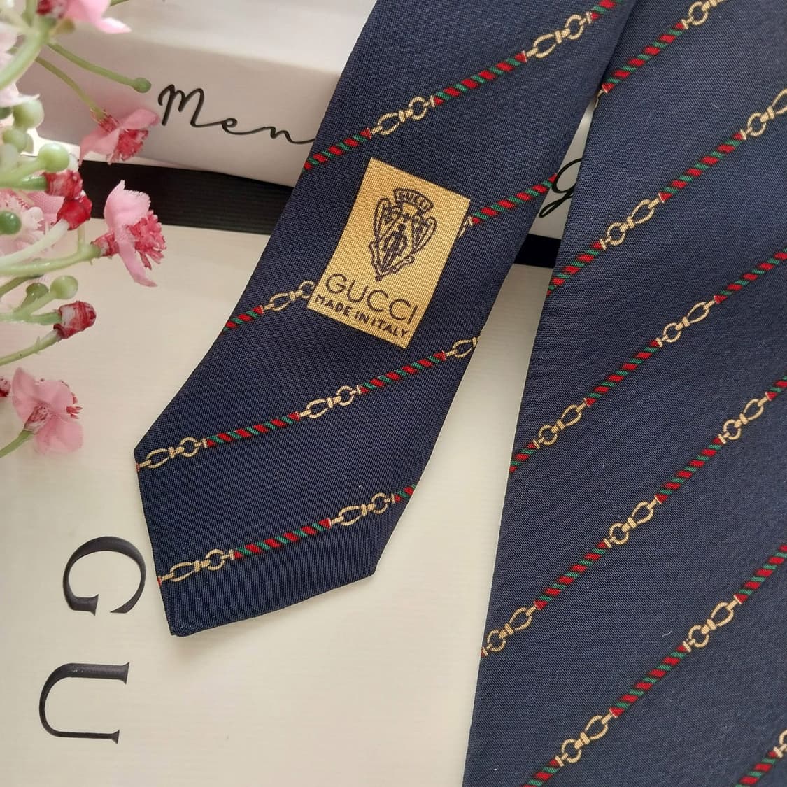 구찌 실크 체인 스트라이프 넥타이 8.2cm A+~A등급 K1396
 상품이미지3