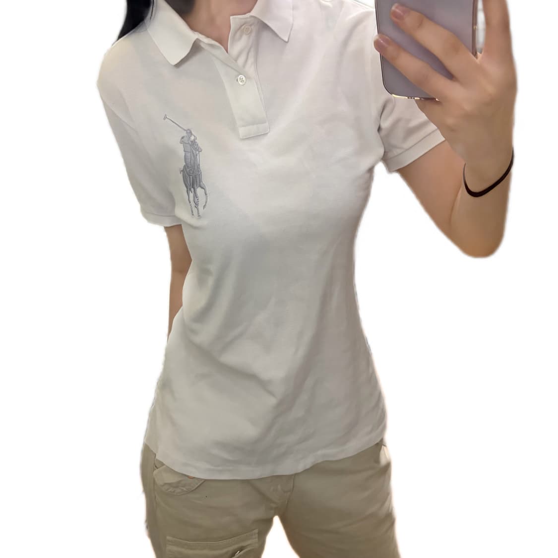 정품)폴로 빅포니 대대장 실버 화이트 커스텀핏 카라티 PK 상품이미지1