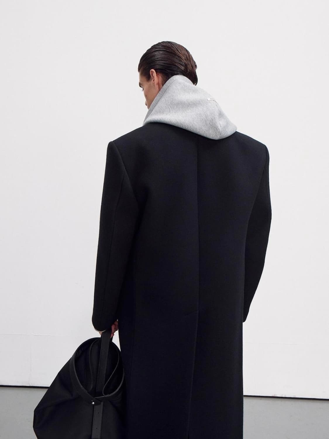 [M] 렉토 울 블렌드 헤비 오버사이즈 싱글 코트 블랙 상품이미지4