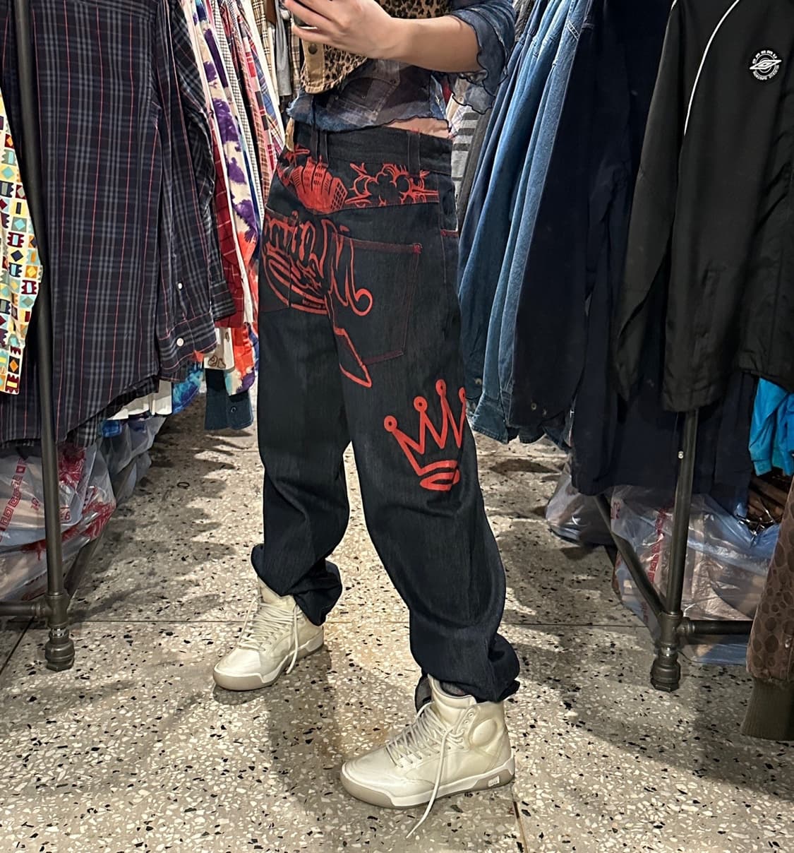 옥토퍼스 아미 프린팅 와이드 데님 상품이미지3