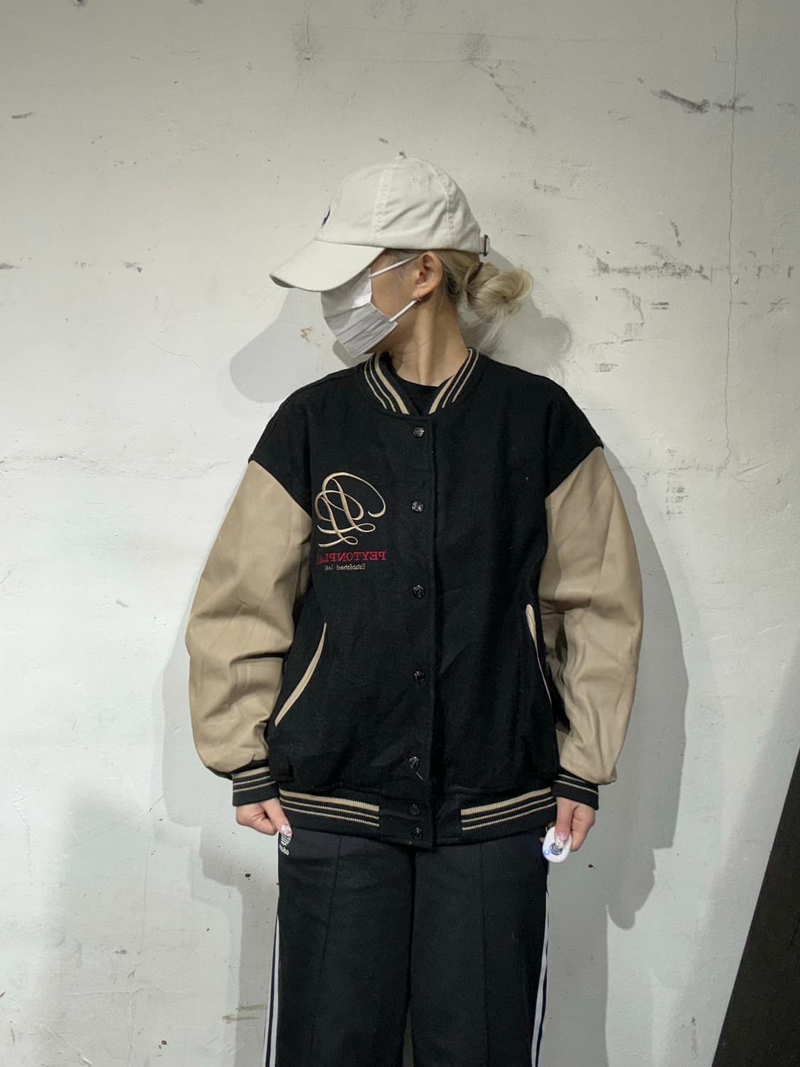 일본 빈티지 peyton place 자수 올드스쿨 바시티 가죽 자켓 상품이미지2