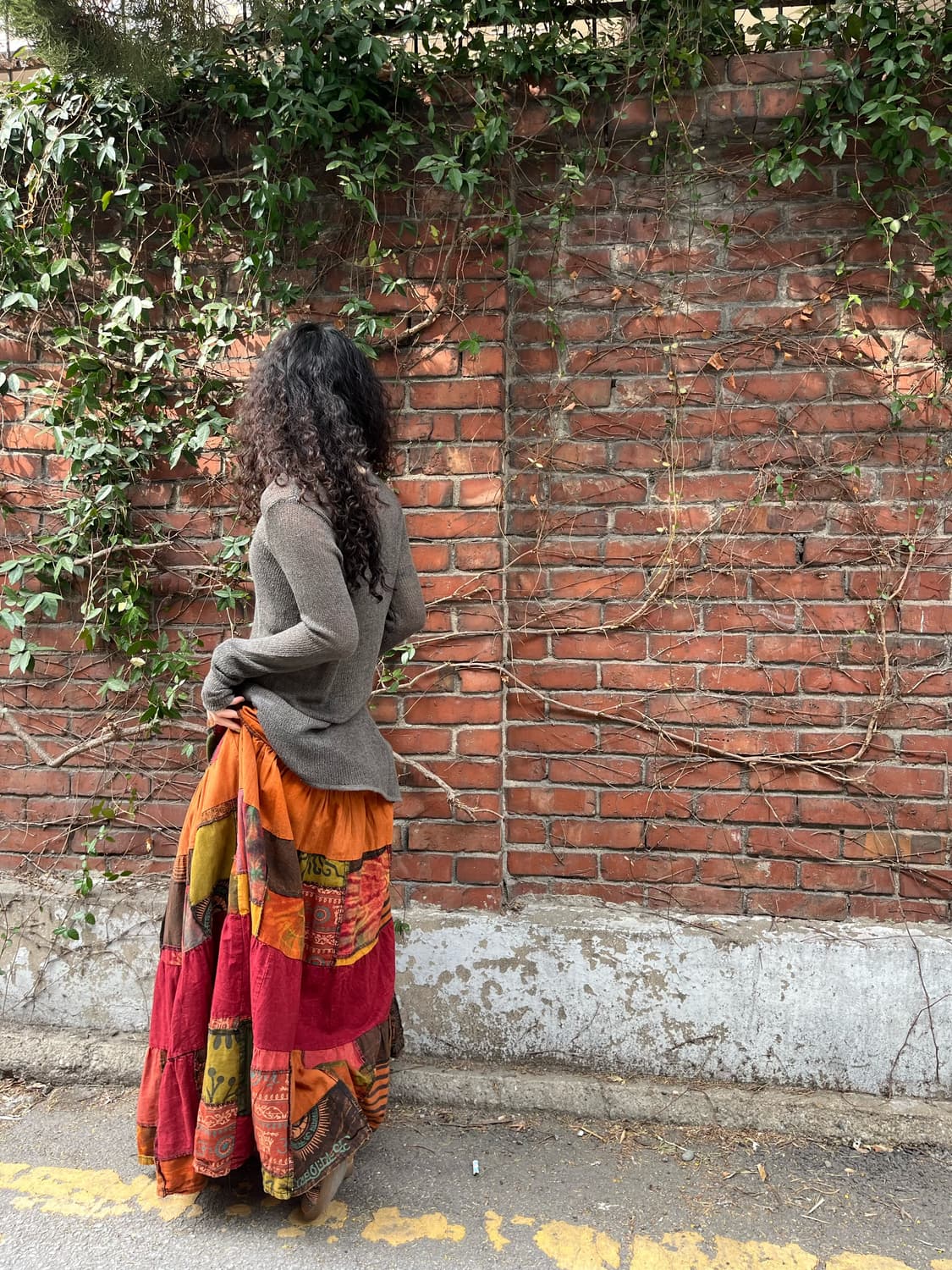 히피 패턴 패치워크 롱 스커트 상품이미지4