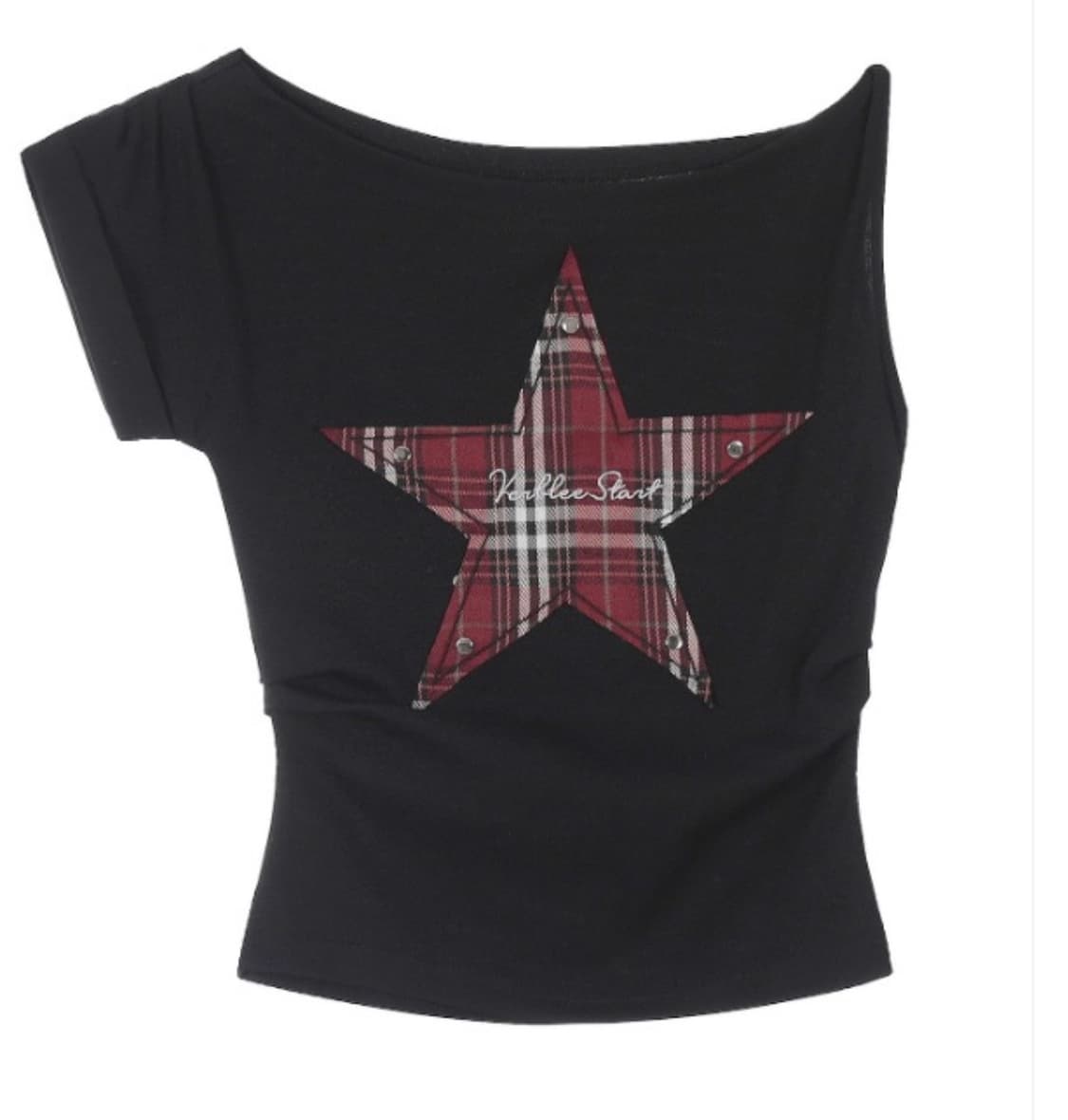 아사키 프레자키 펑크 오프숄더 티셔츠 탑 상품이미지3