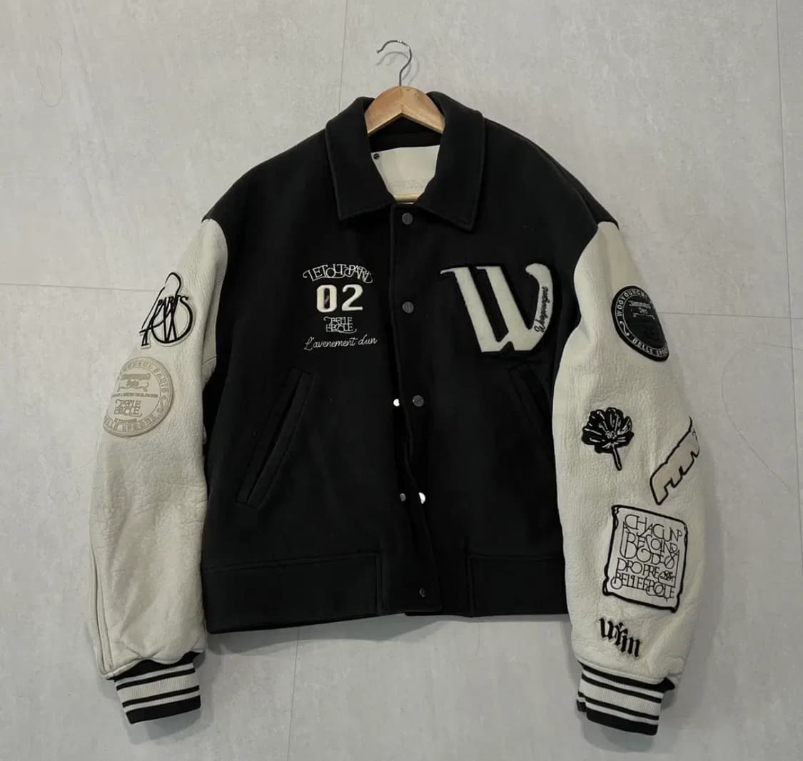 우영미 그레이 바시티 자켓 상품이미지1