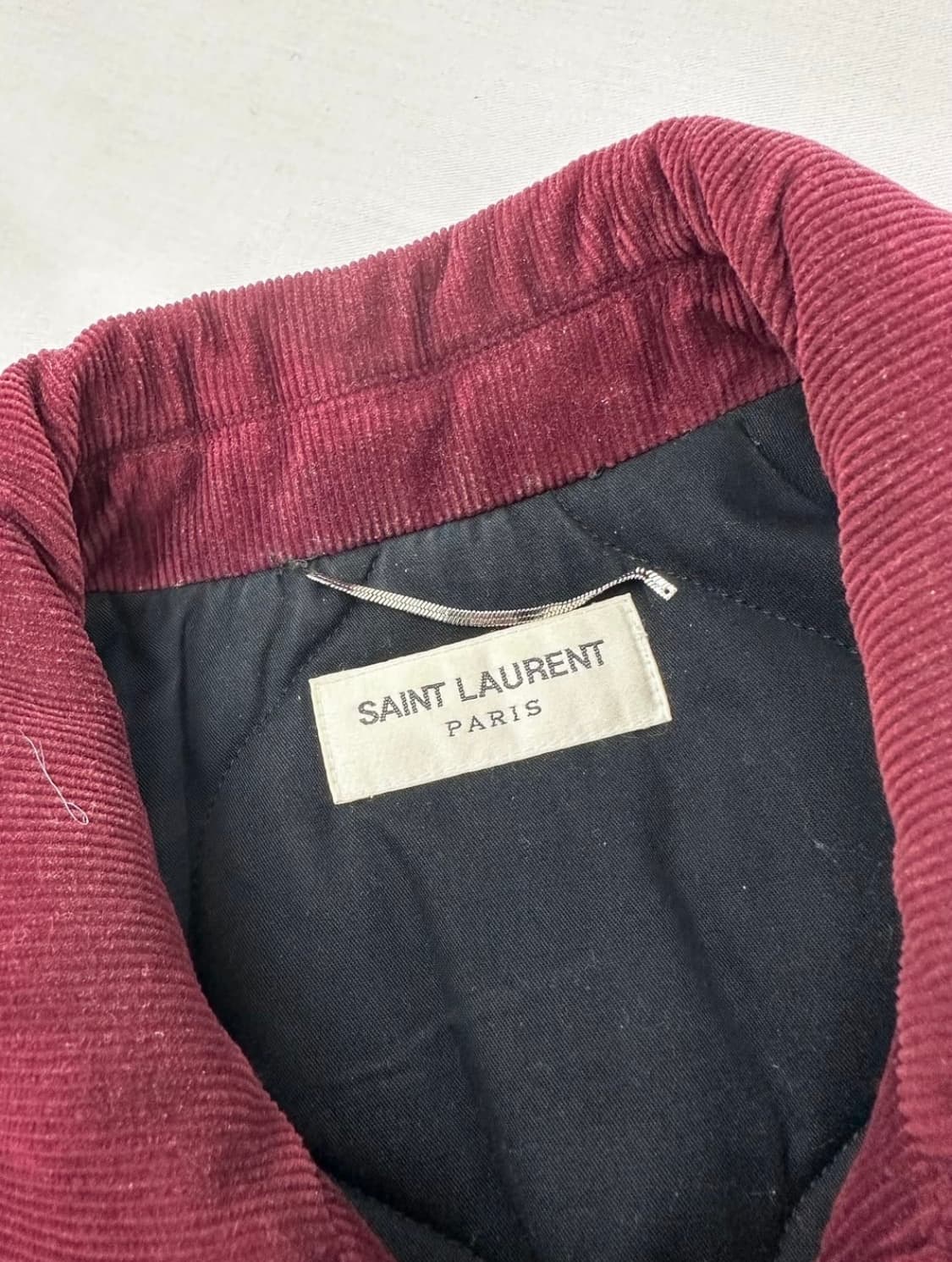 생로랑 바시티자켓 테디자켓 버건디 상품이미지5