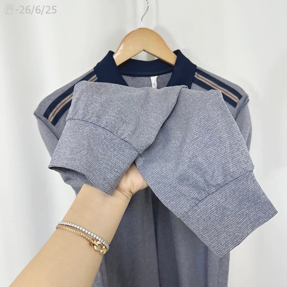 팬텀 남자 골프 긴팔티 스판 네이비 100 상품이미지5