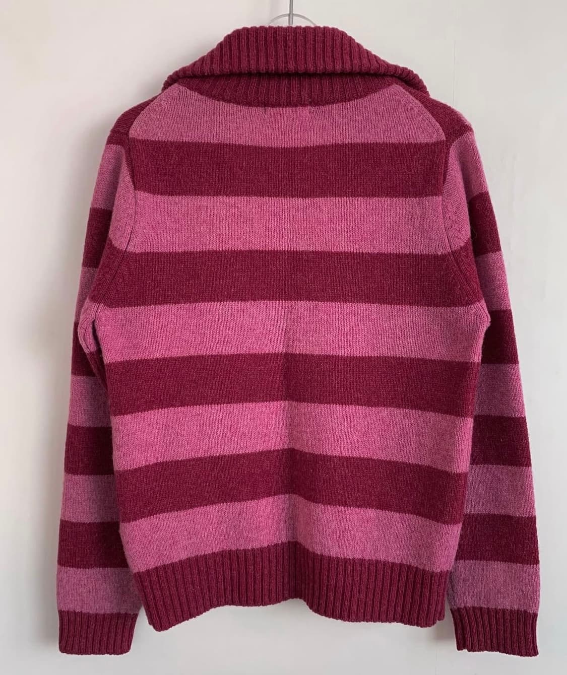 택포) pink high-neck stripe wool cardigan 상품이미지4