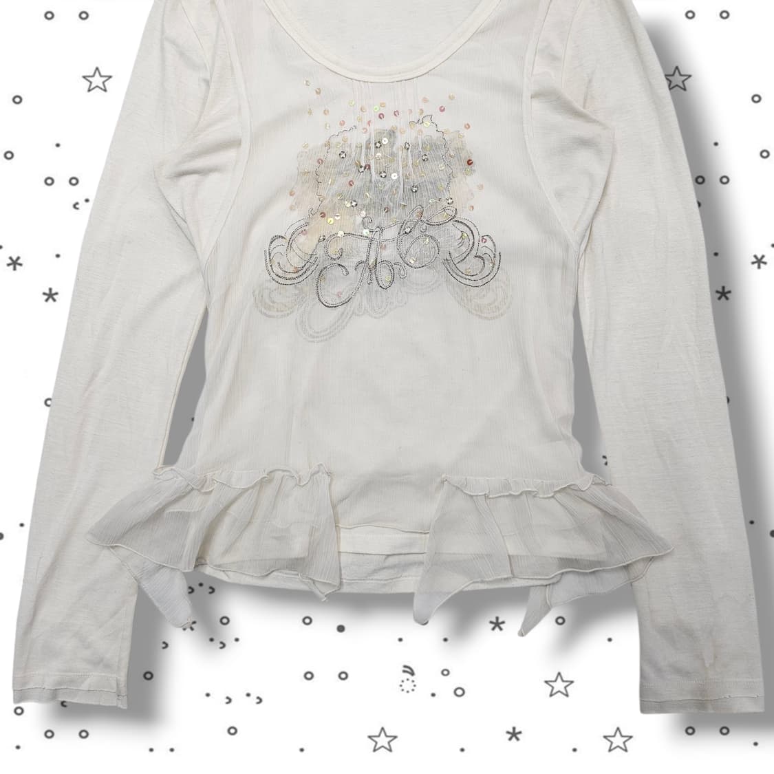 F A6 프릴 스팽글 프린팅 롱슬리브 상품이미지3