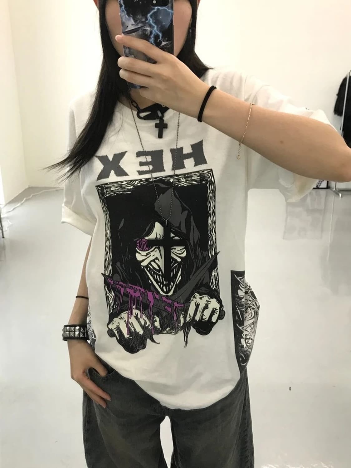 빈티지 HEX 프린팅 반팔 상품이미지3