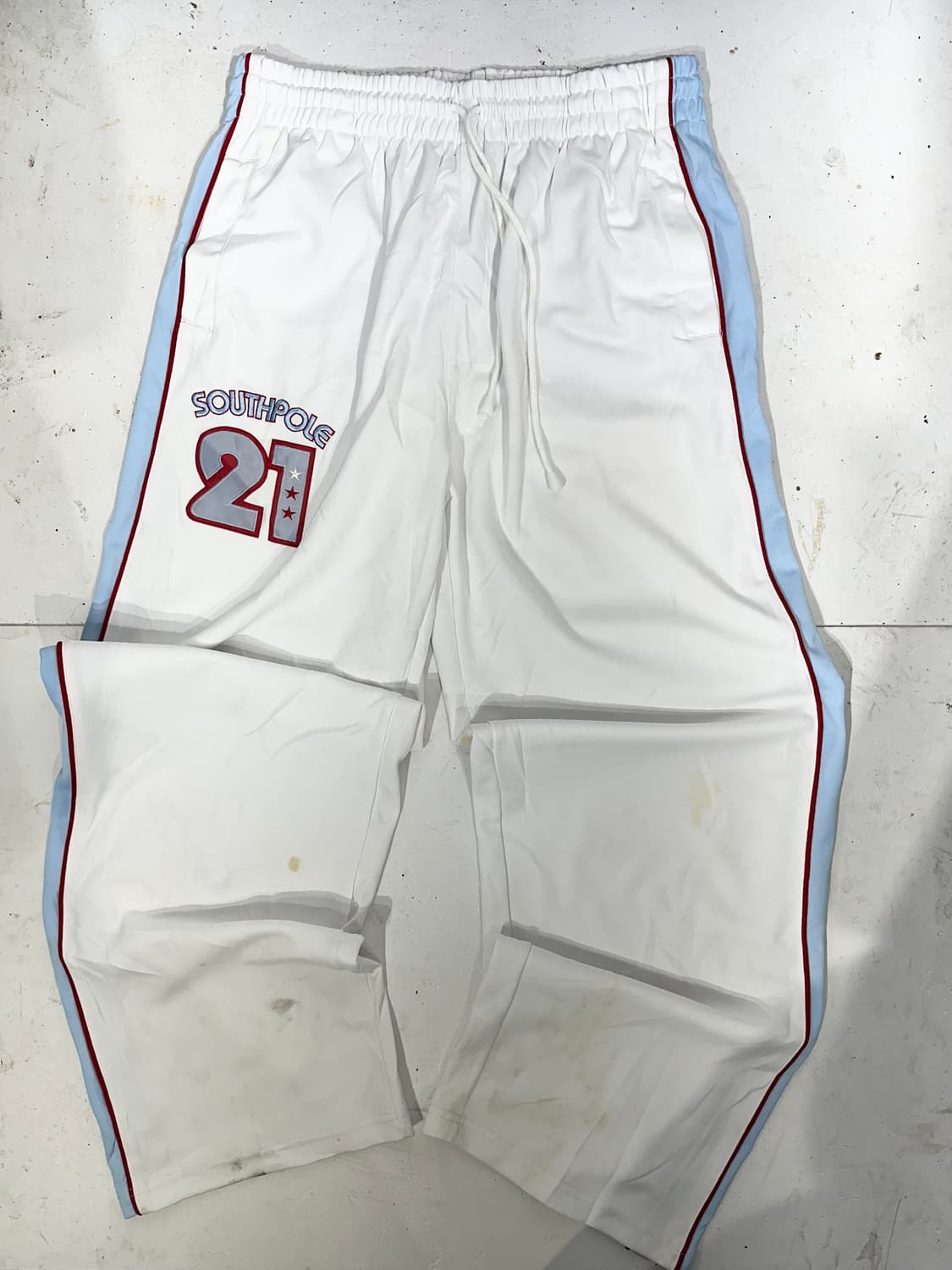 90s 사우스폴 올드스쿨 화이트 사이드 라인 힙합 팬츠 트레이닝 바지  상품이미지4