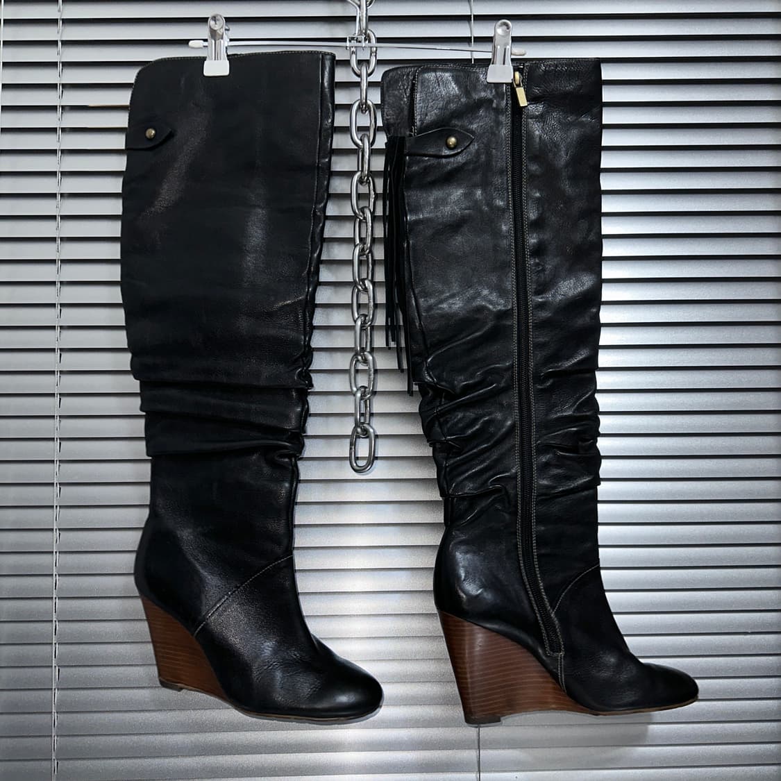 00s 오버니 가죽 태슬 웨지 부츠 상품이미지3