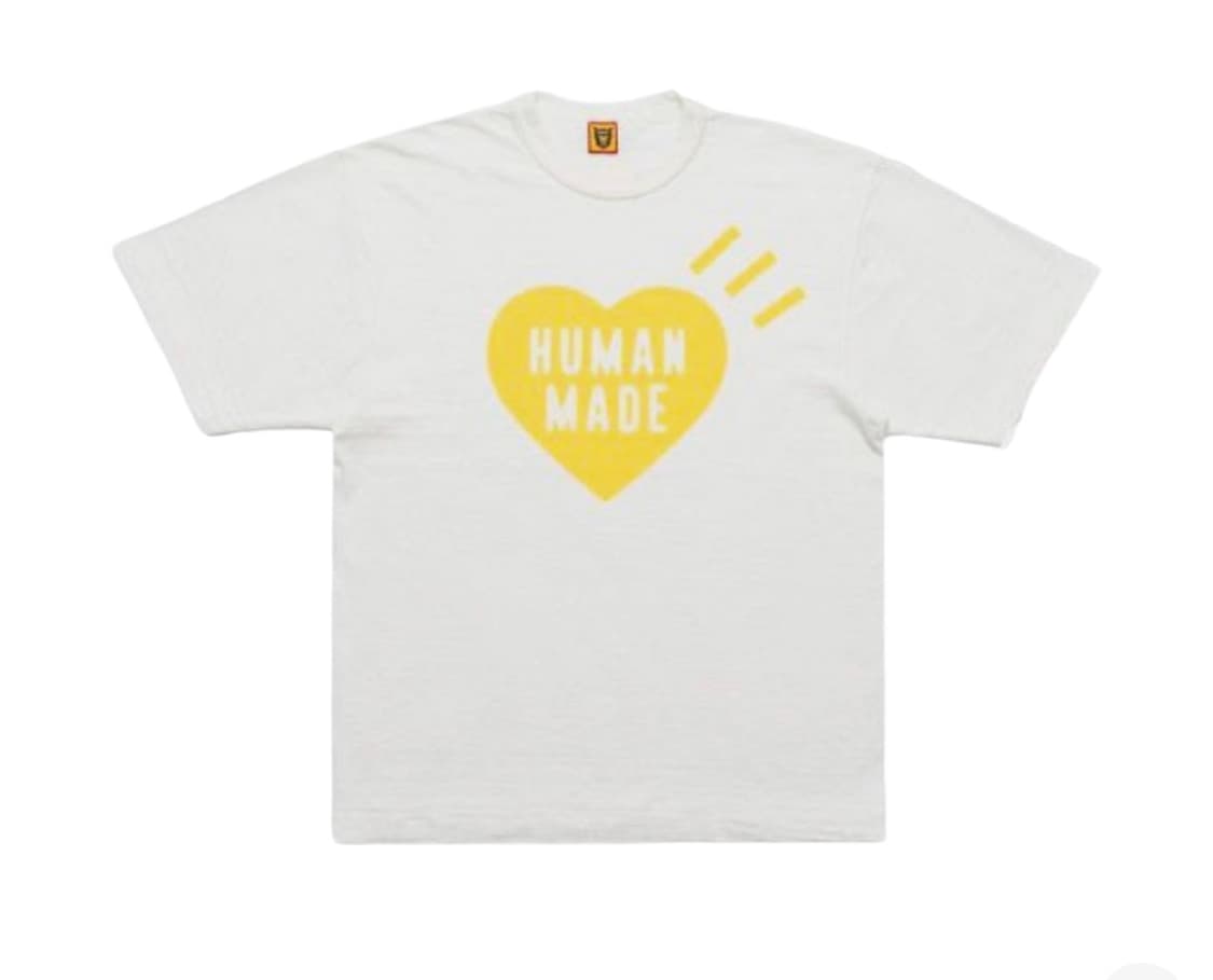 휴먼메이드 옐로우 하트 반팔 화이트 상품이미지1