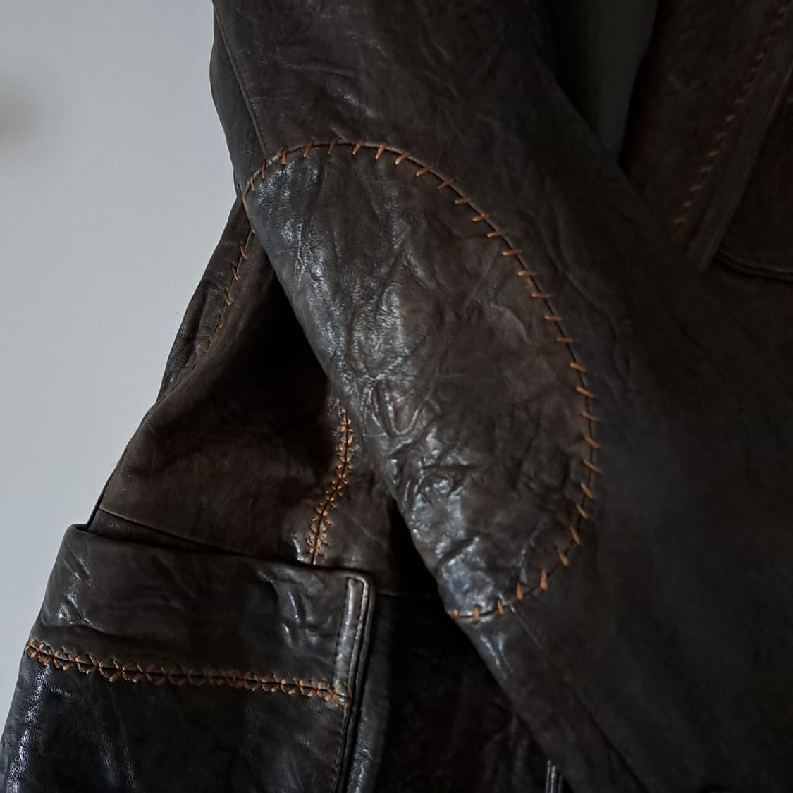 (택포) 인터메조 빈티지 크링클 양가죽 블레이저 100 B304 상품이미지8