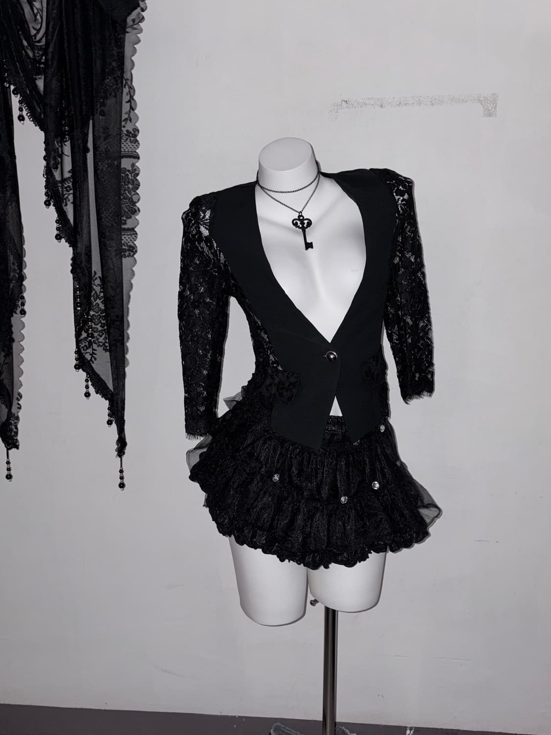 올블랙 고스코디세트 공겜여주 고딕 다크페어리 3피스 상품이미지8