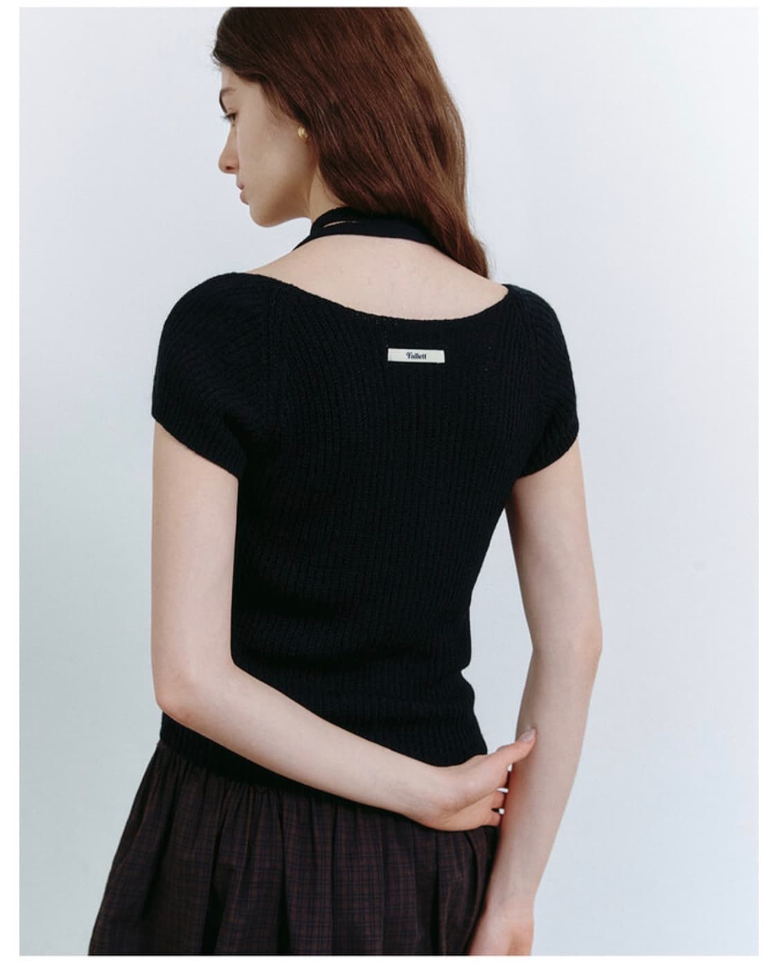 팔렛 스퀘어넥 타이 니트 블랙 상품이미지2