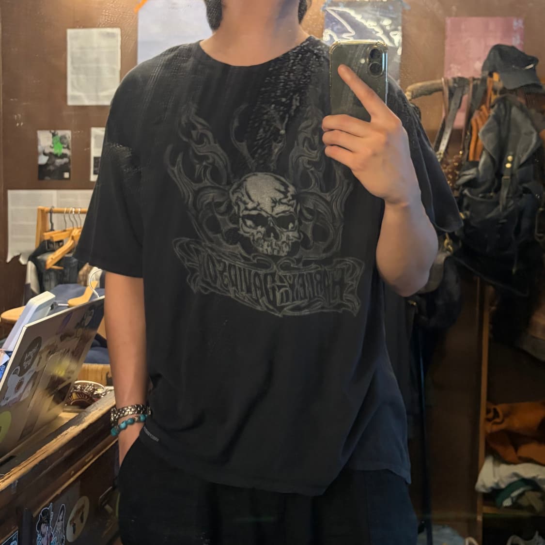 HARLEY DAVIDSON 스컬 프린팅 티셔츠 상품이미지3