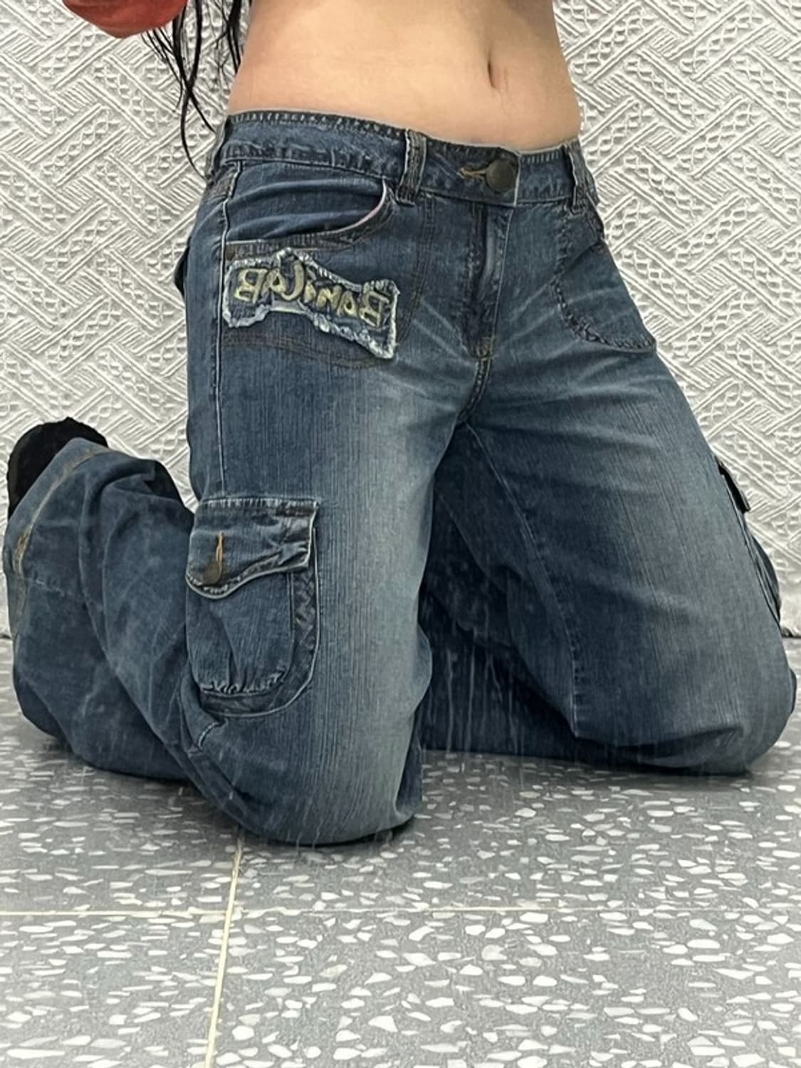 바닐라비 올드스쿨 Y2K 카고팬츠 데님 와이드팬츠 27인치 C06627 상품이미지2