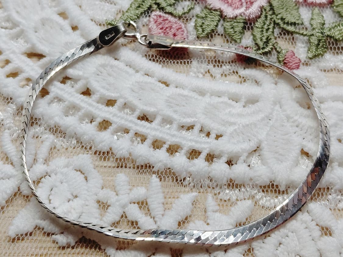 vintage)빈티지 이태리 실버925 헤링본 팔찌/은팔찌/뱀줄팔찌 상품이미지1