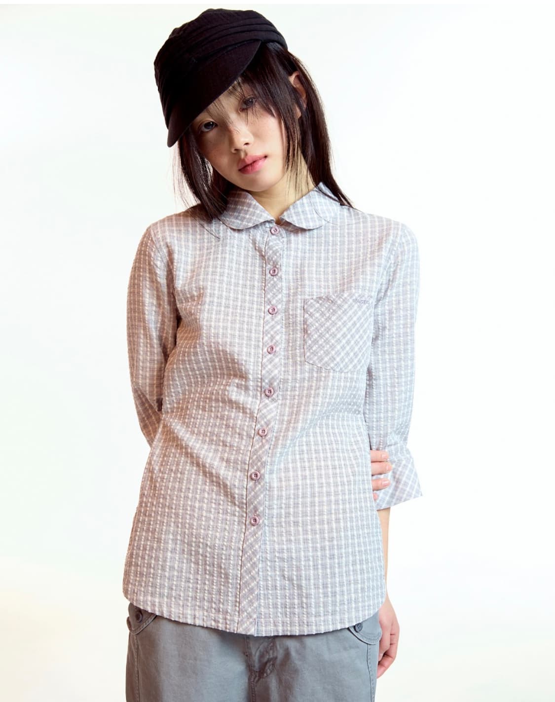 코이세이오 ROUND COLLAR CAPRI SHIRT ASH PINK  상품이미지1