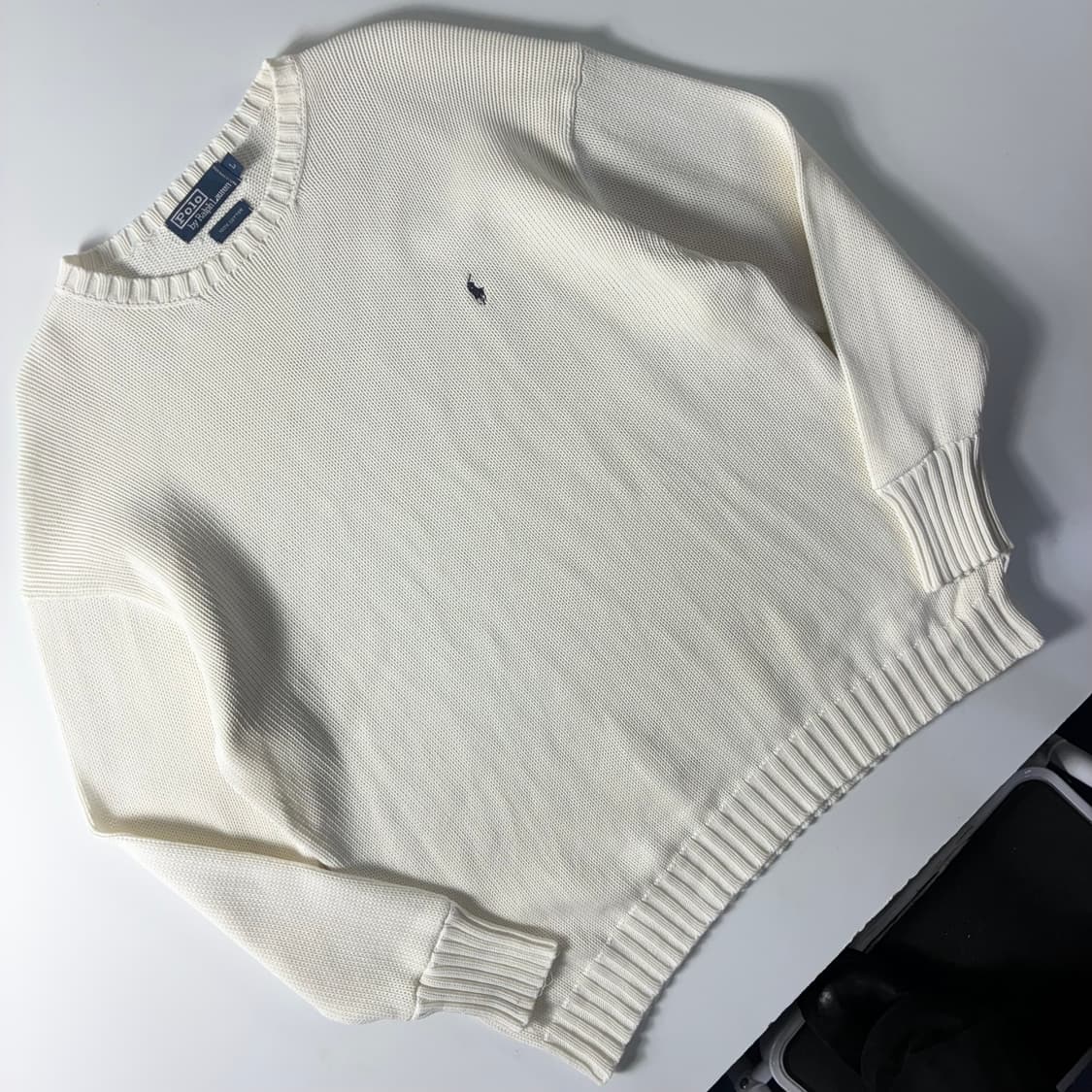 Polo  폴로 랄프로렌 90,s 코튼 화이트 라운드 니트  상품이미지2