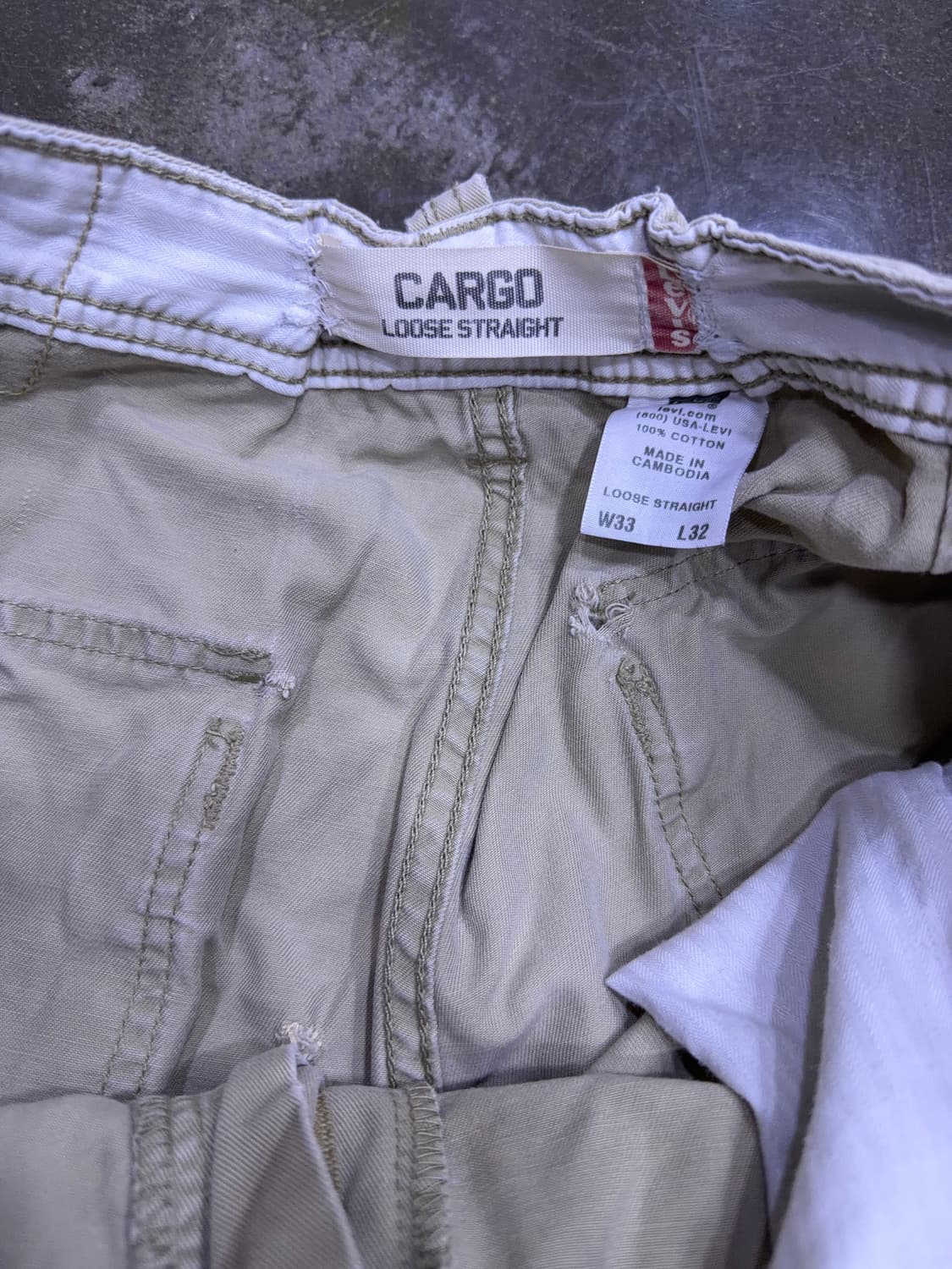 리바이스 00's 루즈 스트레이트핏 카고팬츠 베이지 33 상품이미지10