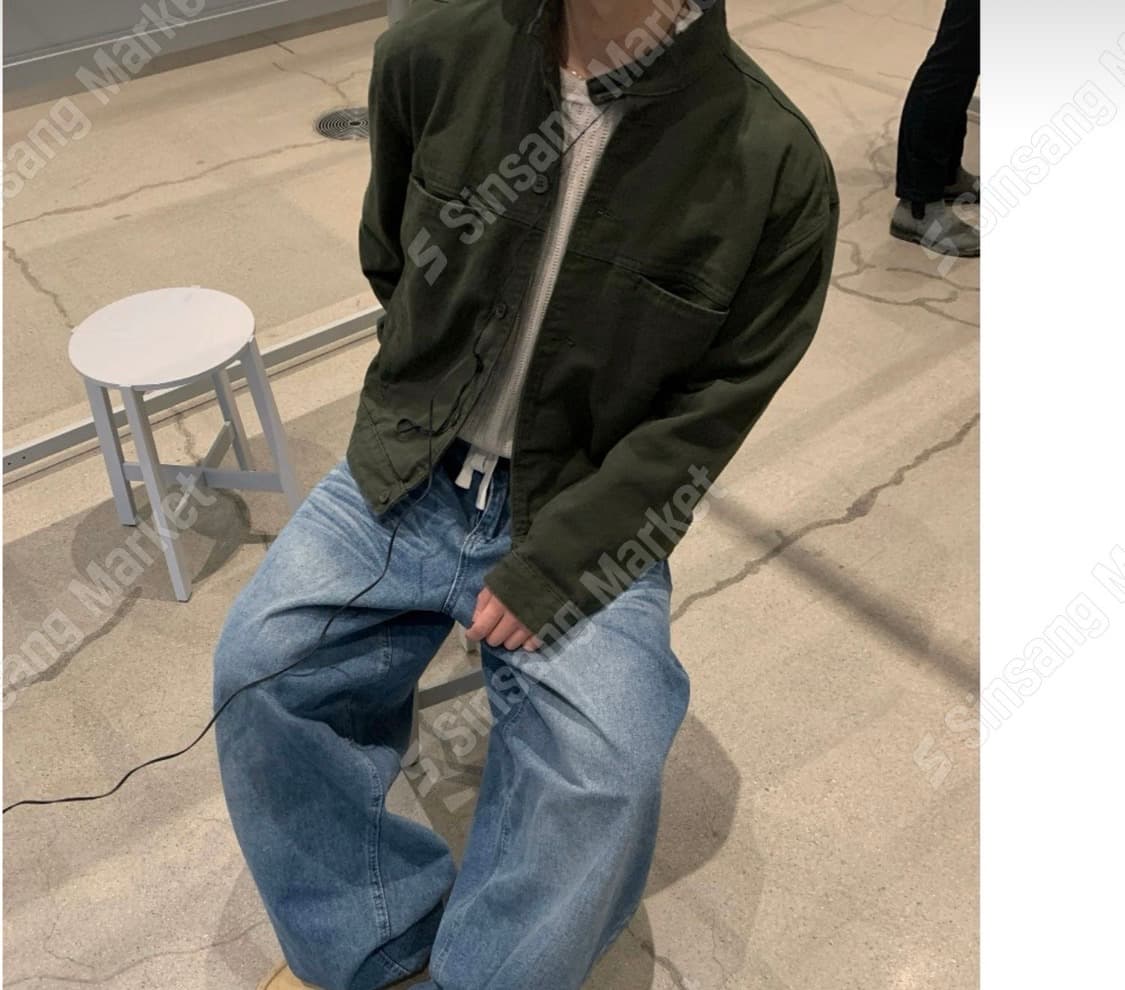 [새상품] 오버핏 카키 차이나카라 청자켓 상품이미지4