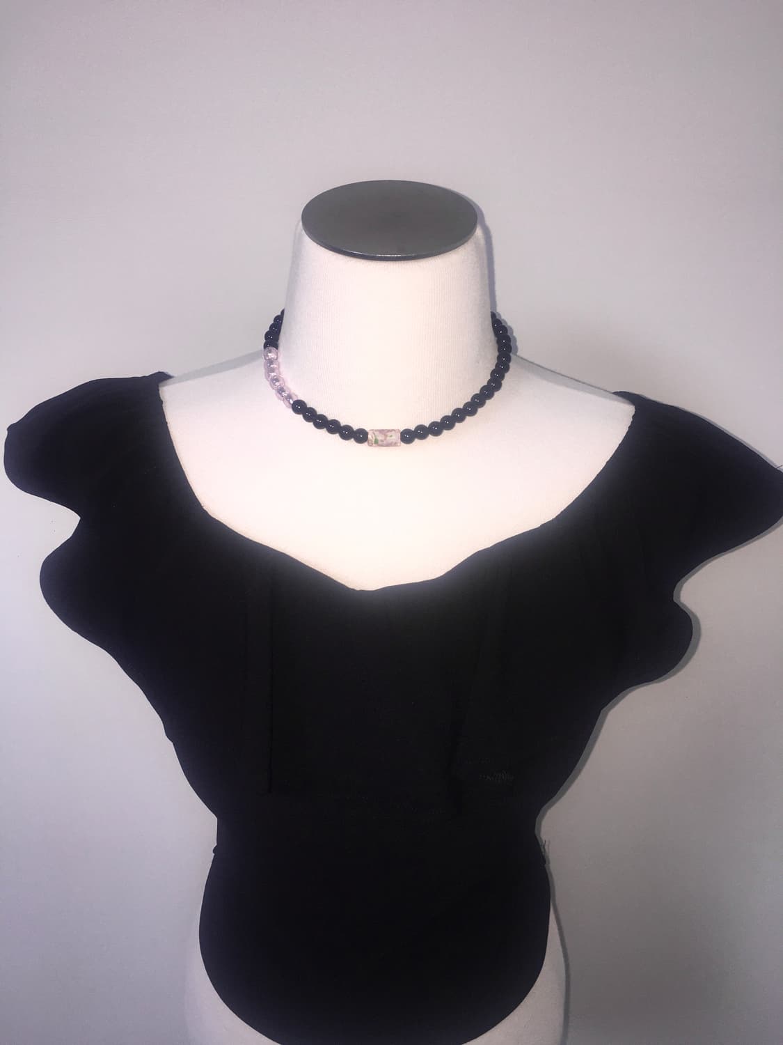 viburnum shop 오리엔탈 장미 초커 목걸이(블랙/핑크) 상품이미지3