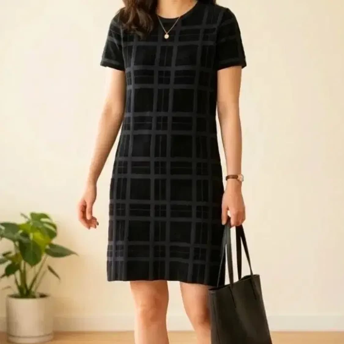 띠어리 체크 패턴 원피스 P/TP 상품이미지1