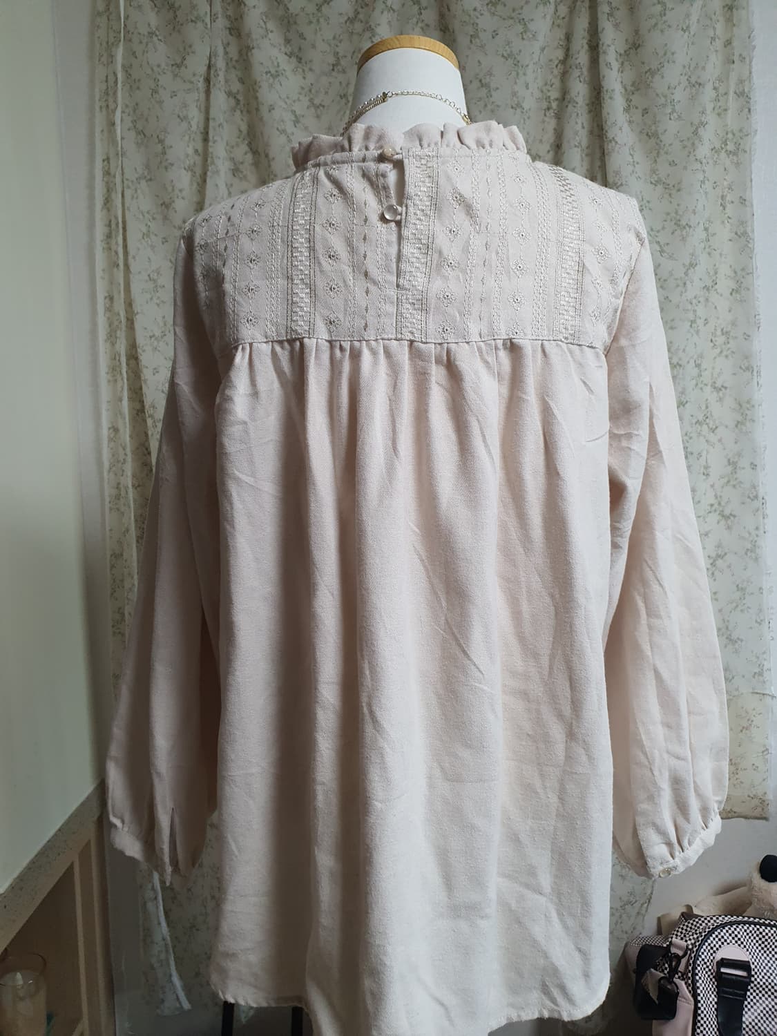 [일본빈티지] 레이스 넥 블라우스 아이보리 모리걸 상품이미지3