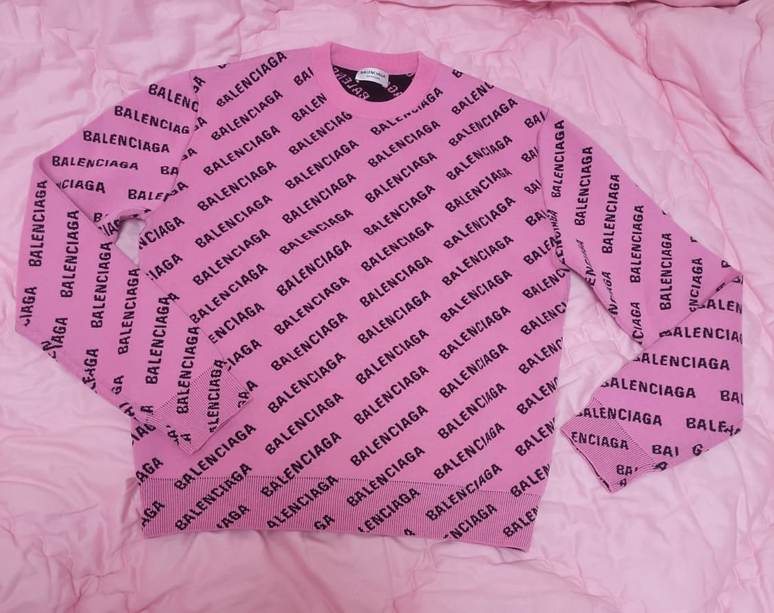 정품)급처미사용새상품!발렌시아가 로고 핑크 스웨터 니트 크게나옴 상품이미지3