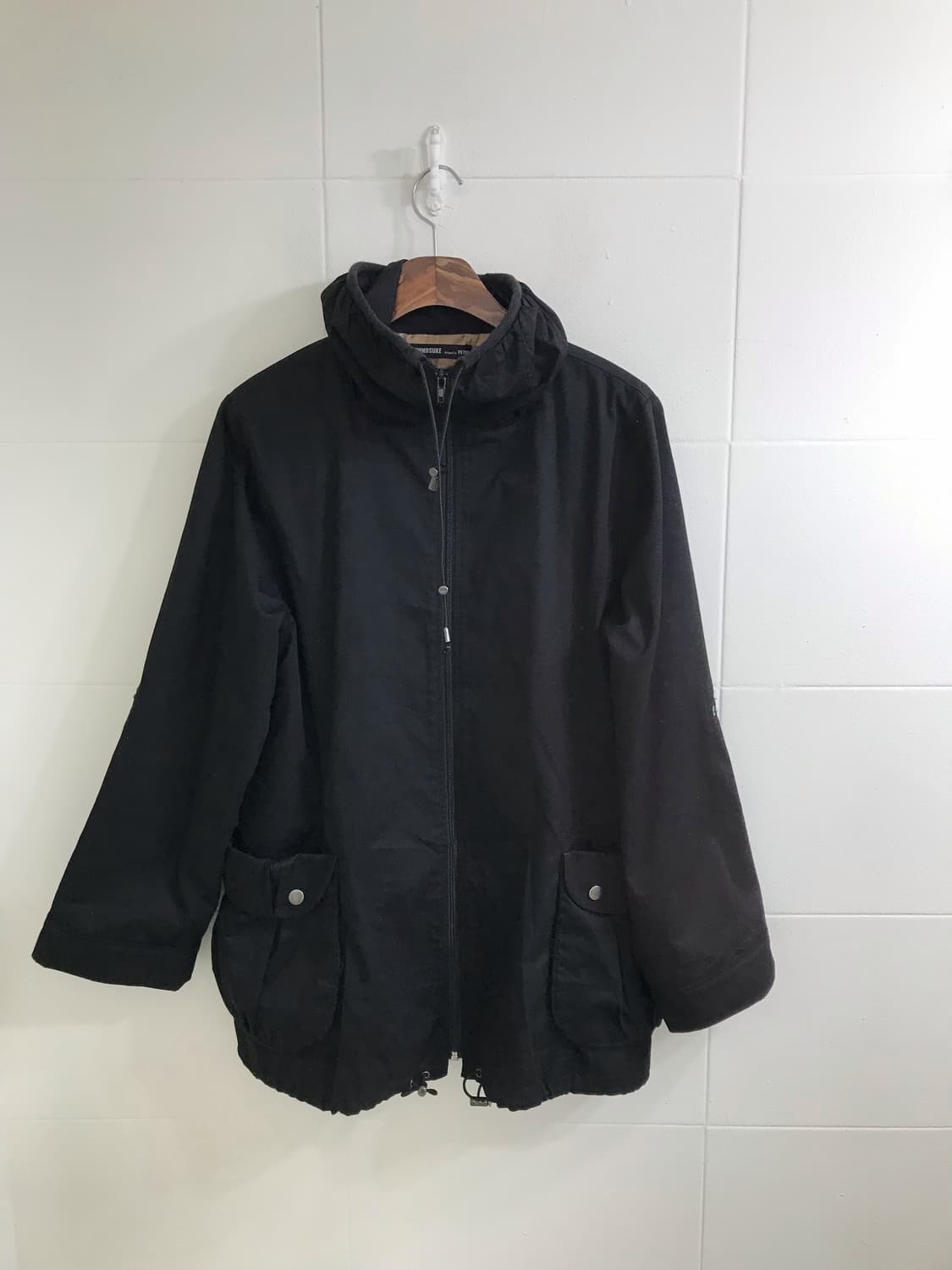 무채색 모리걸 컬러포인트 체크 원피스 하이넥 야상 코디세트 상품이미지4