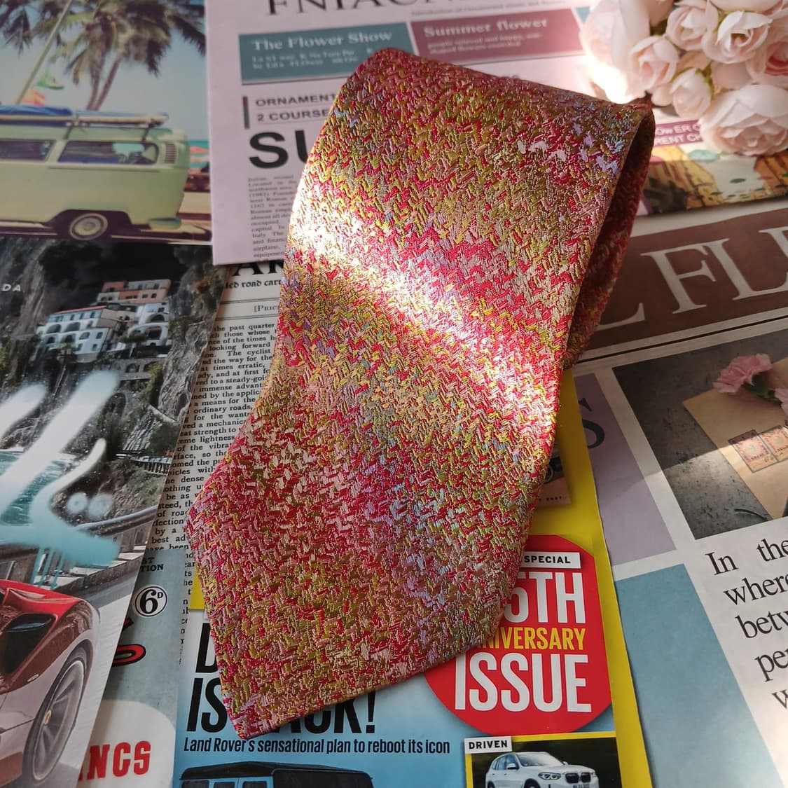 미쏘니 실크 핑크 멀티 직조 패턴 넥타이 9.6cm A등급 A19088
 상품이미지2