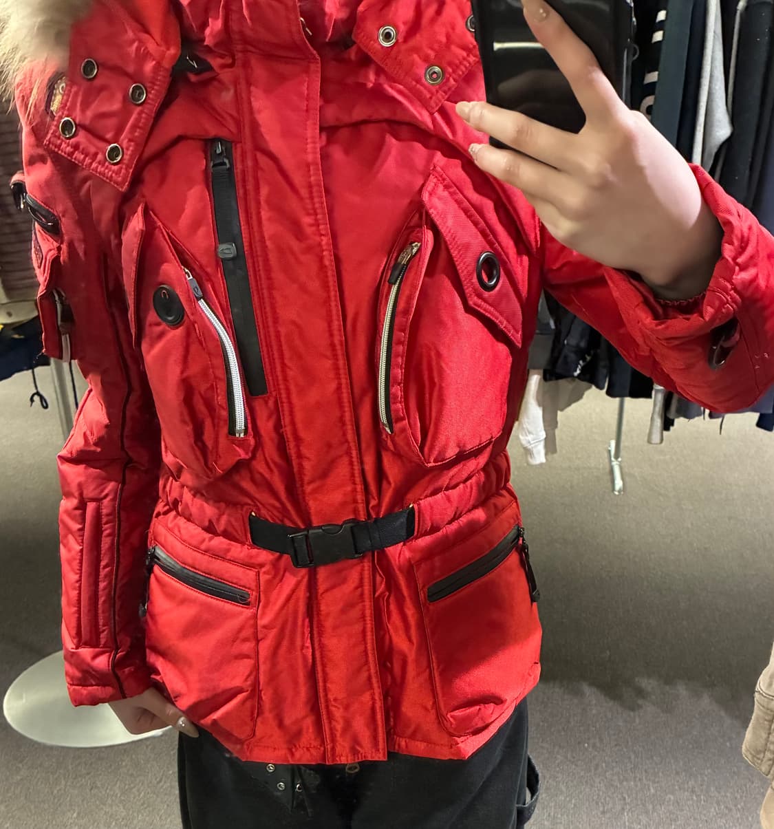 S)DOHC 빈티지 후드 퍼 멀티 포켓 봄버 패딩 상품이미지2