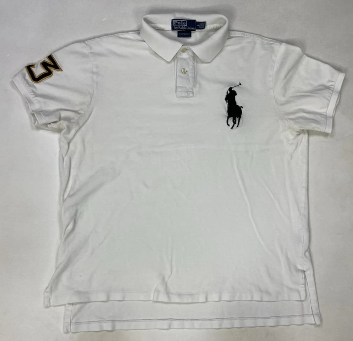 폴로 랄프로렌 빅포니 메시 카라티 화이트 블랙 상품이미지1