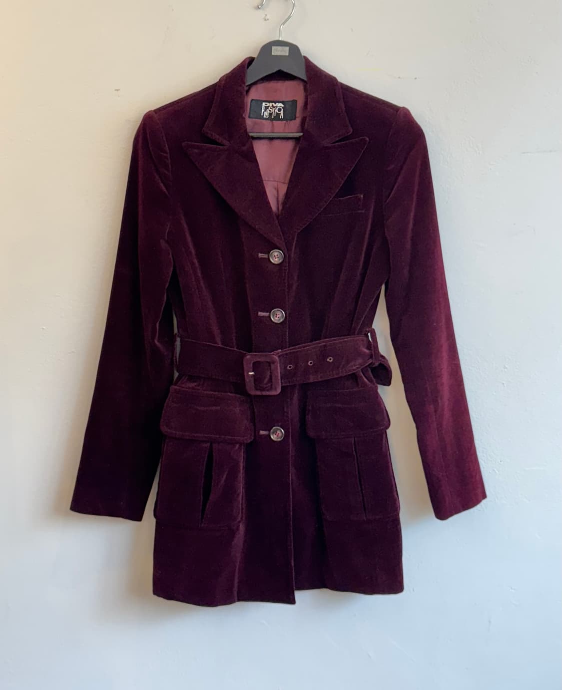 버건디 벨벳 벨티드 자켓 상품이미지1