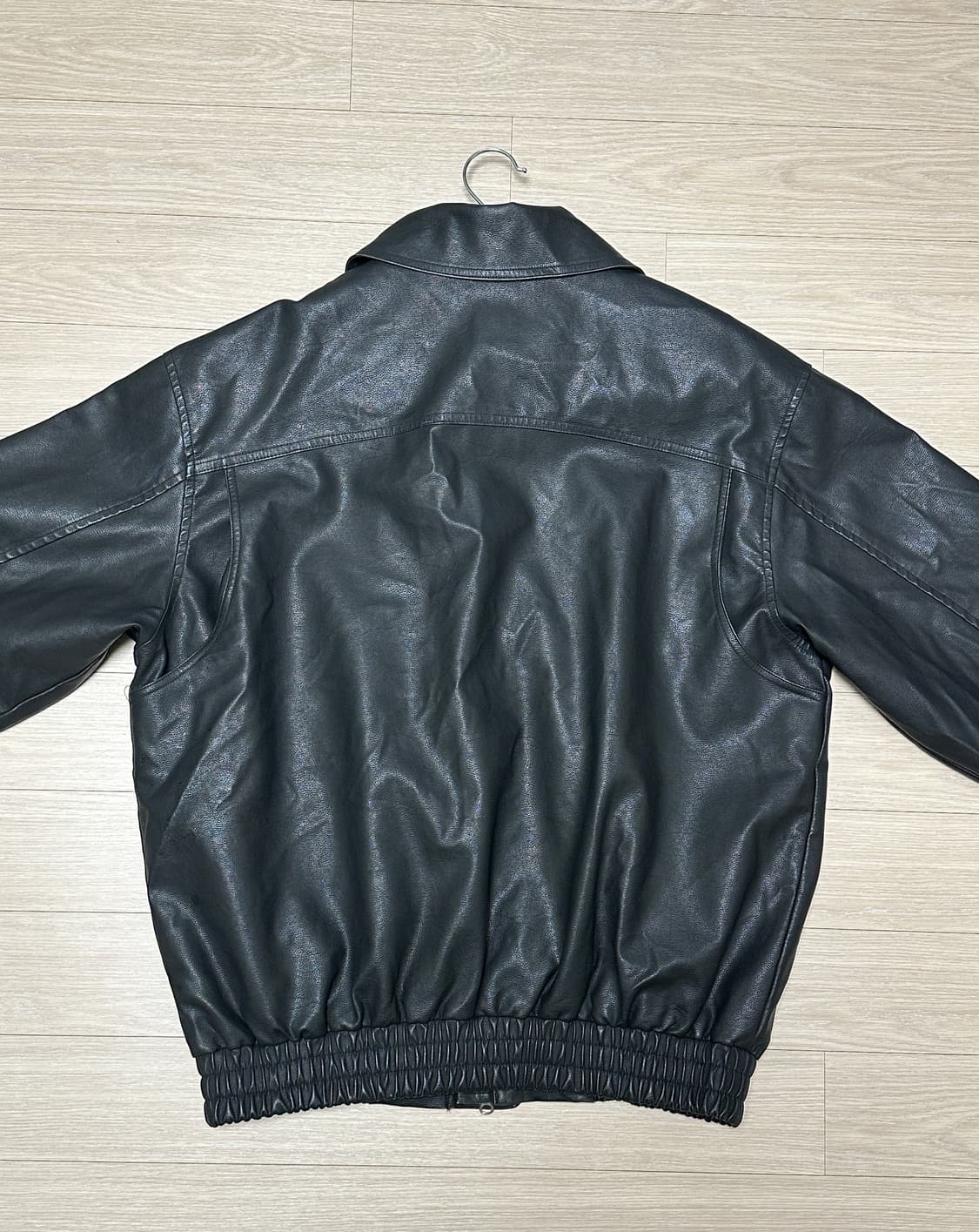 블랙 레더 봄버자켓 상품이미지2