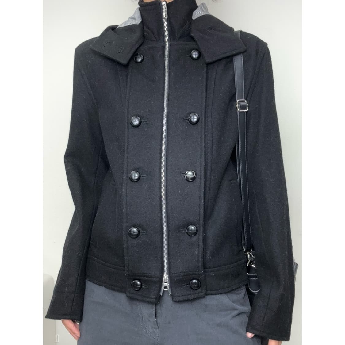 빈티지 블랙 하이넥 울 자켓 상품이미지1