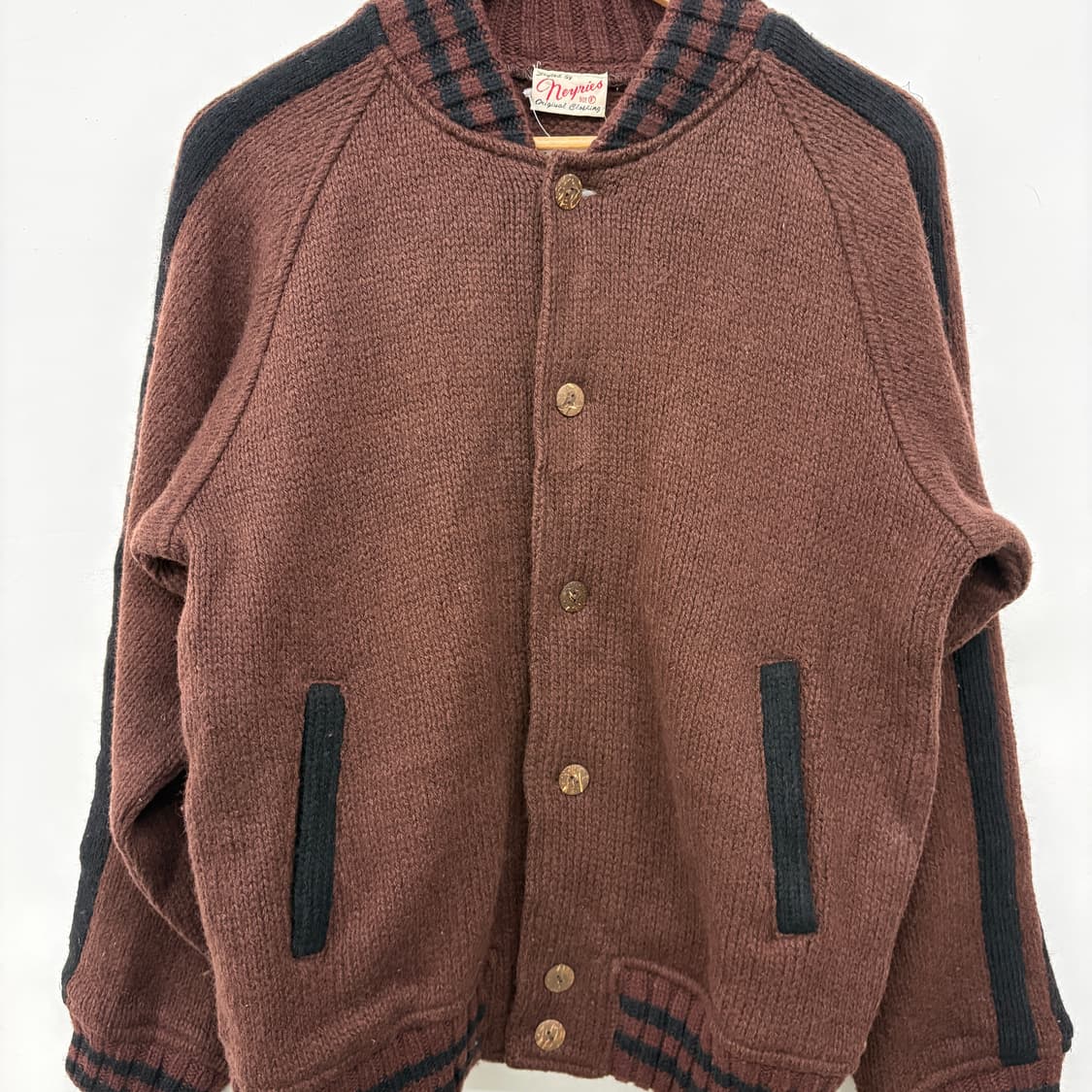 Norwich 니트 야구 점퍼 브라운 남L 상품이미지2