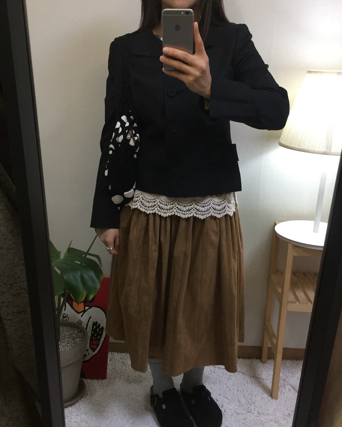 [ELLE] vintage mood swade skirt 상품이미지3