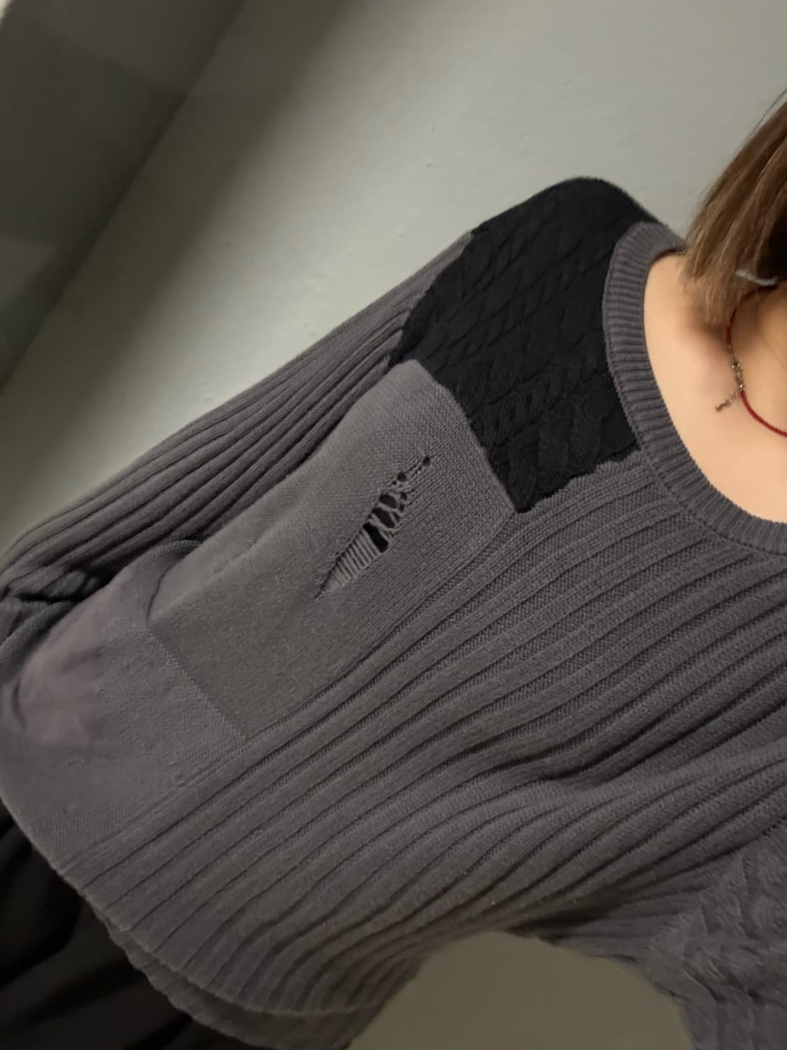 mix pattern damage point knit 상품이미지2