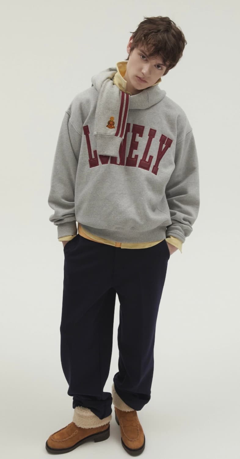 [노앙] FLUFE SWEATSHIRT GRAY-BURGUNDY (S) 상품이미지2