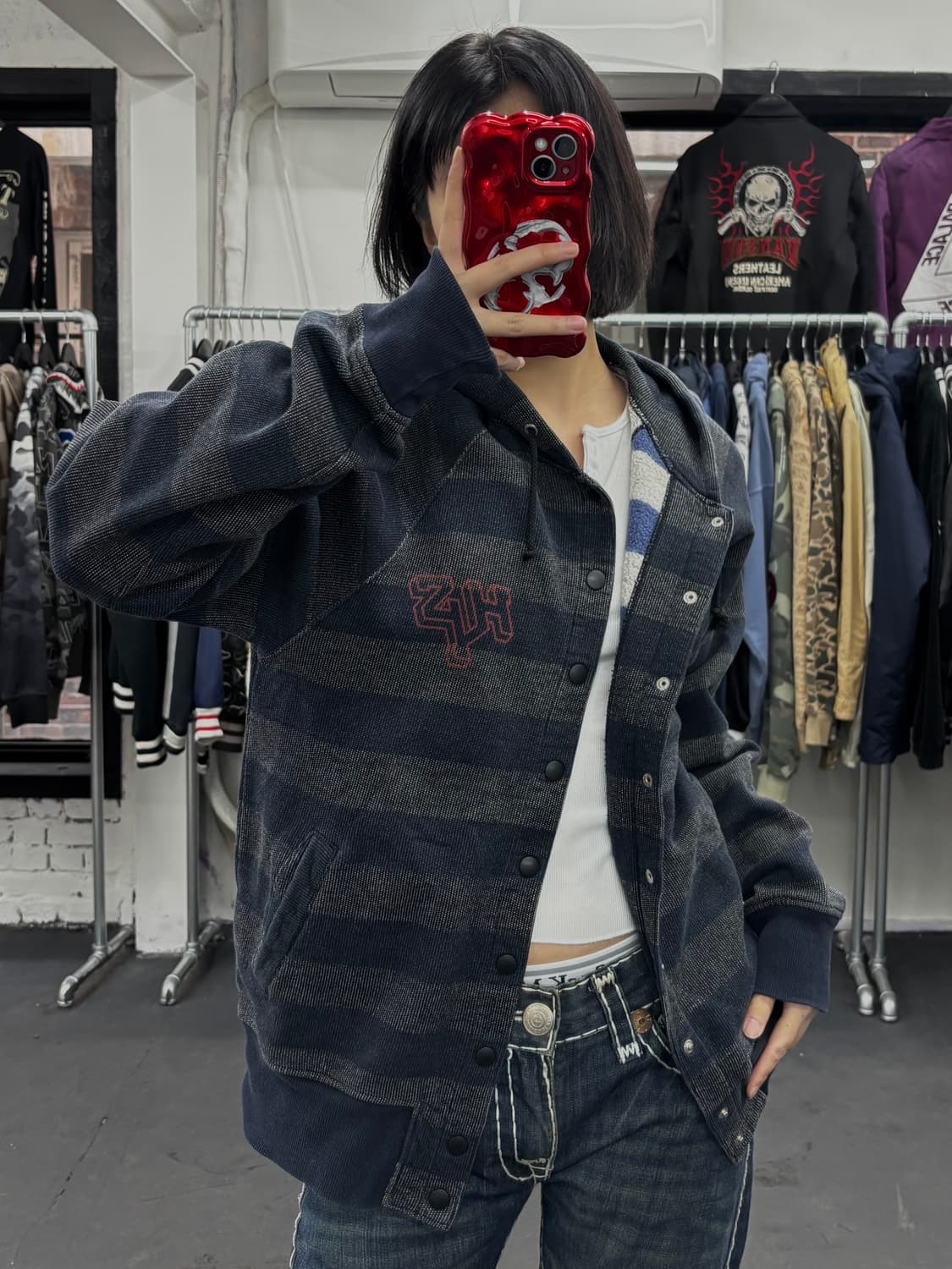 히스테릭 글래머 스트라이프 후드 자켓 상품이미지1