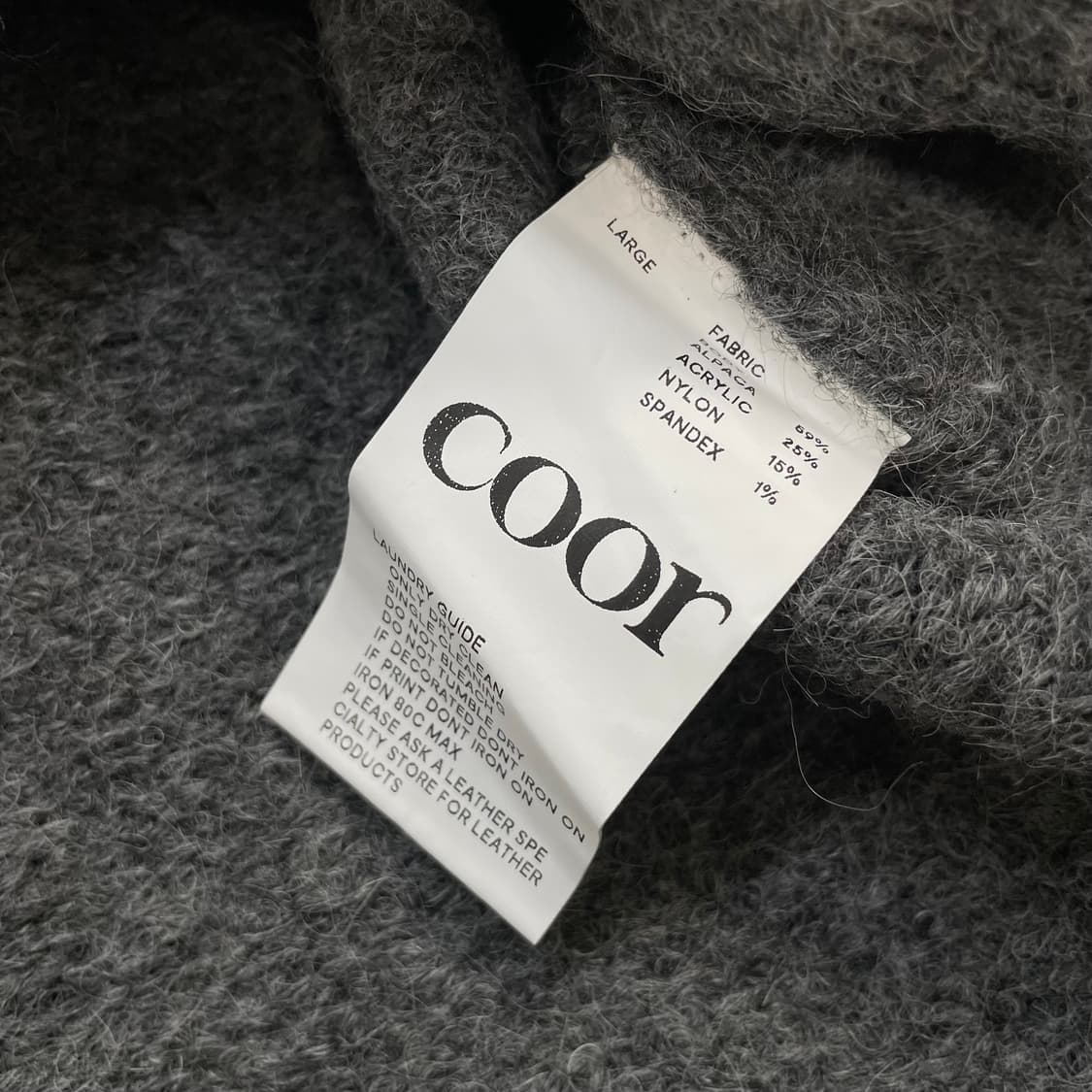 쿠어 Coor 헤어리 소프트 알파카 니트 가디건 그레이 상품이미지5