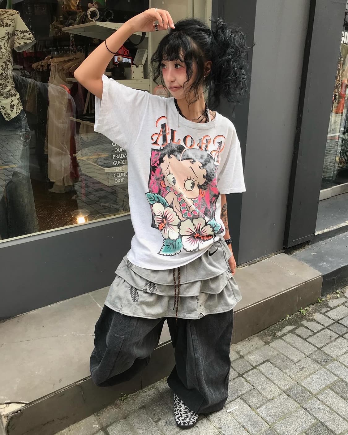 Betty Boop Printing T-shirt 상품이미지1