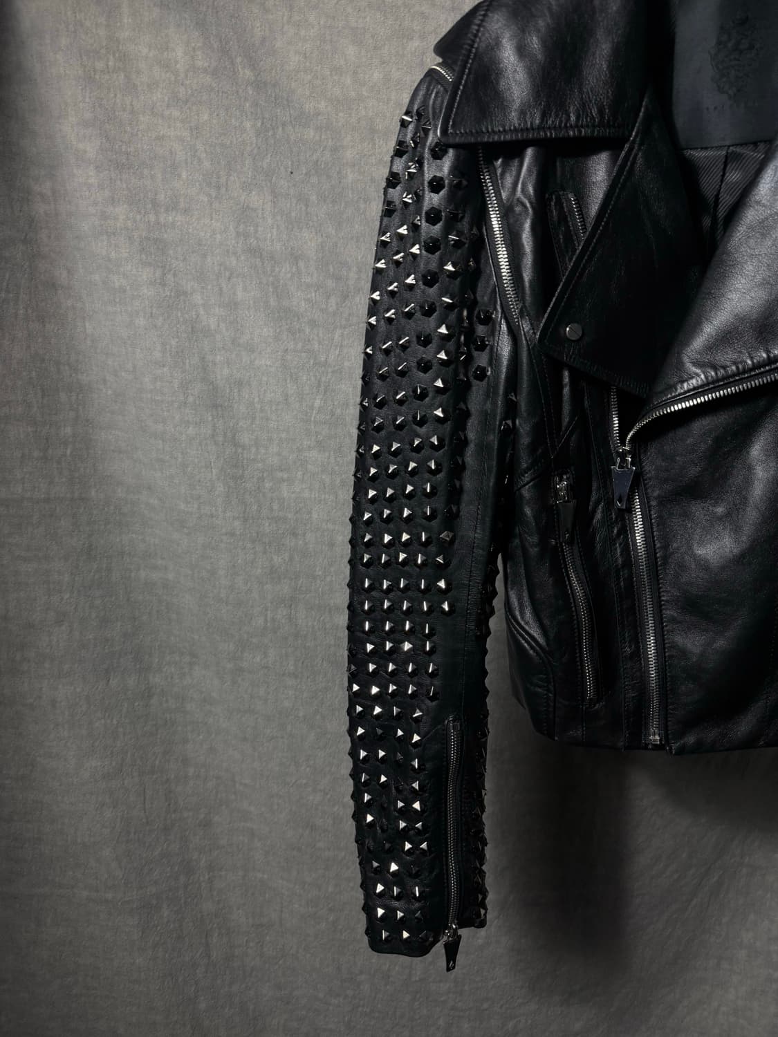 Spilaph Studded Asymmetic Leather Jacket 상품이미지3