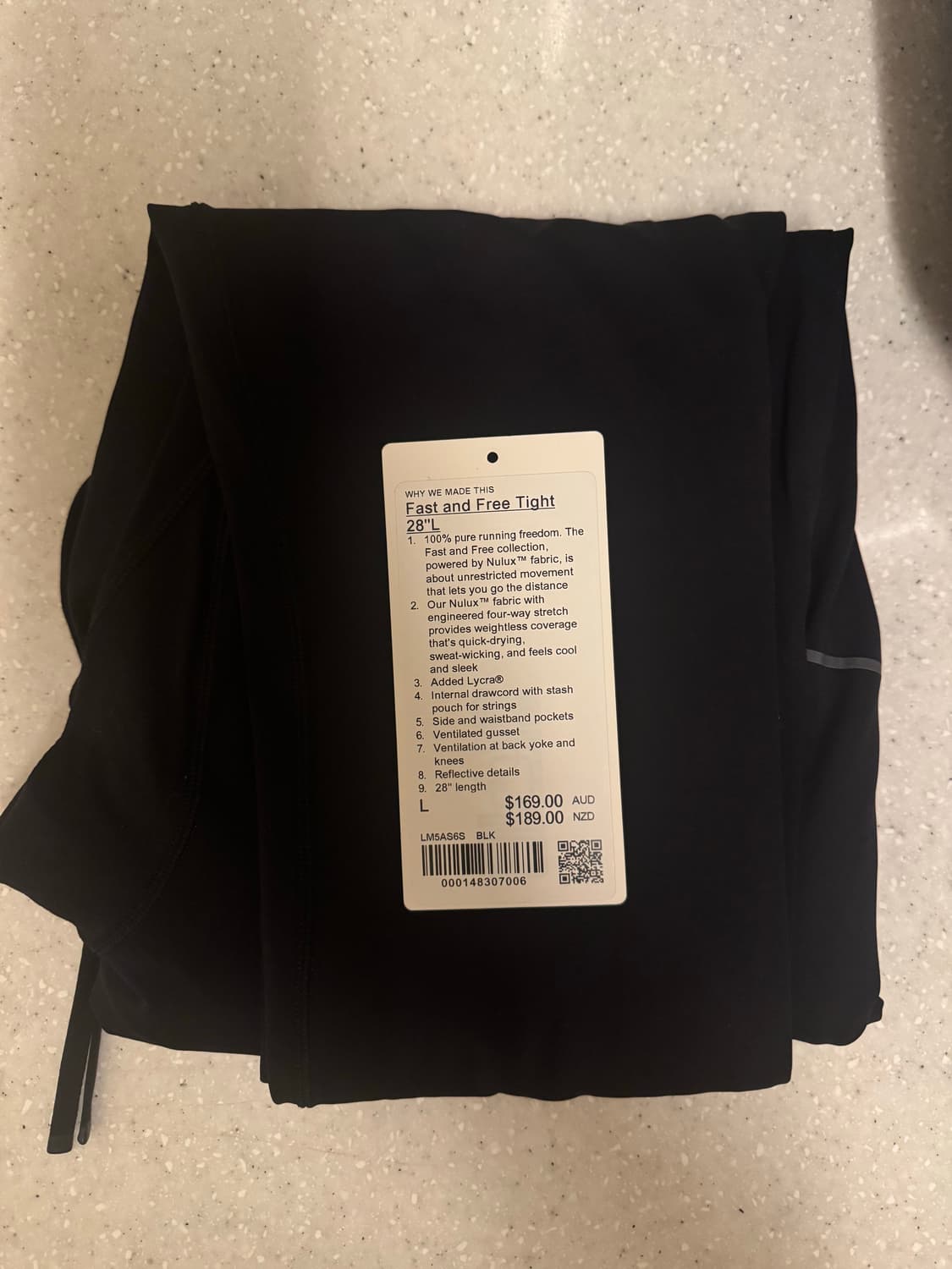 룰루레몬 패스트 앤 프리 타이즈 28" (L사이즈/블랙) 상품이미지1